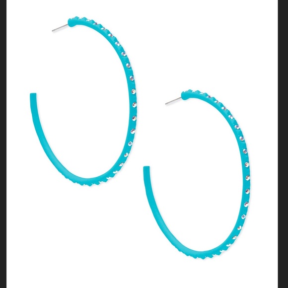 NWOT Kendra Scott Val Matte Aqua Hoop Earrings - Picture 3 of 8